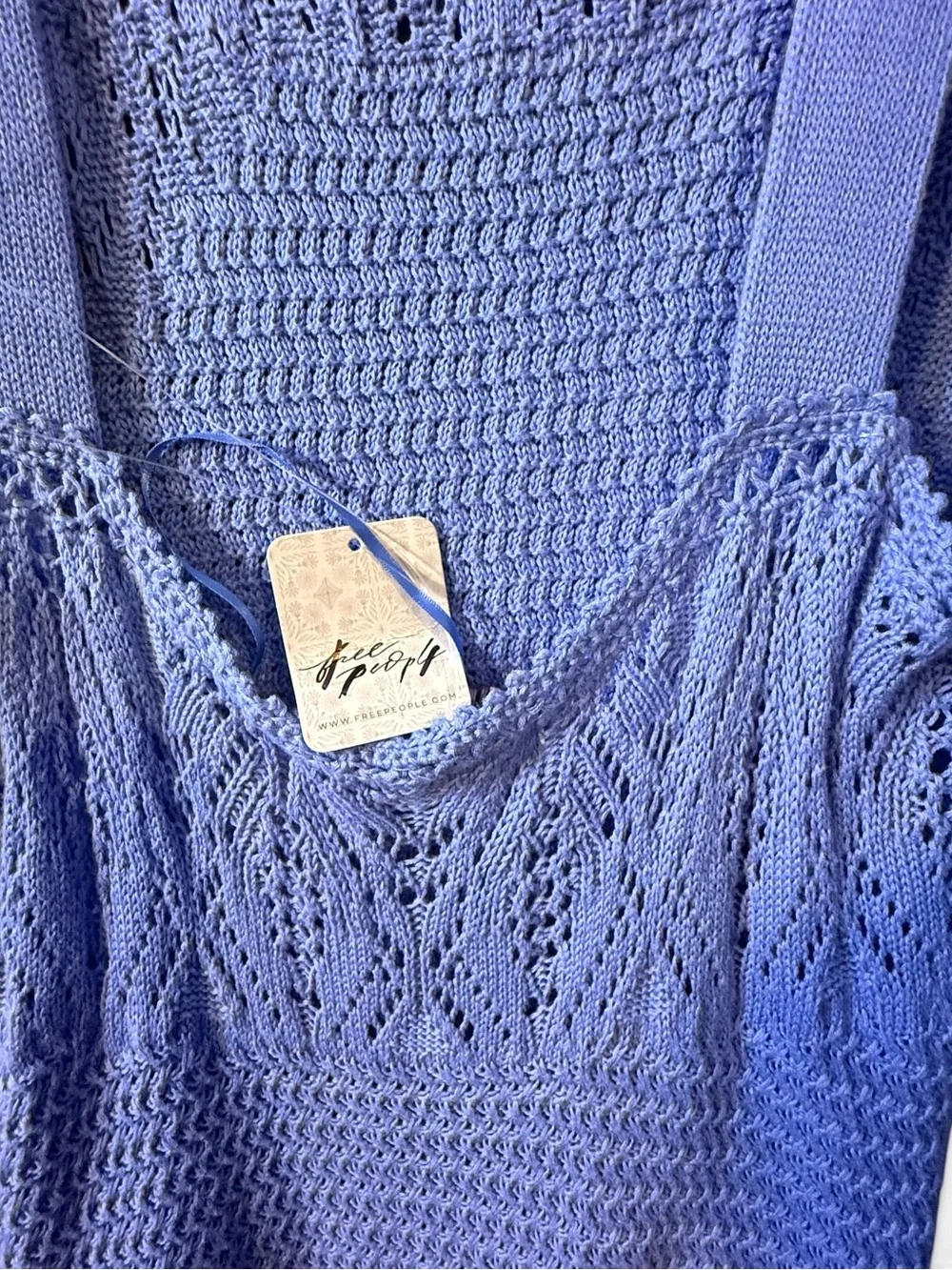 Free People Beach Blue Crochet Sleeveless Dress NWT - Picture 3 of 3
